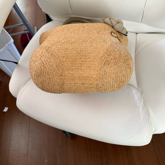 Straw Woven Coach Bleeker handbag with Flower Accent. Naturally woven. - Picture 9 of 14